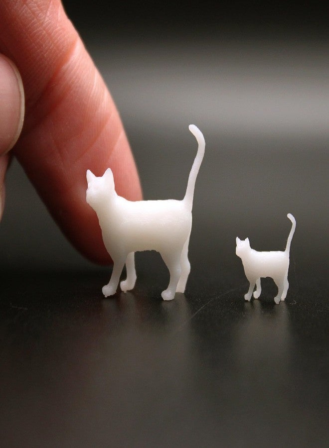 RillyRellow Micro Miniature Standing Kitty, Miniature Blank Cat Unpainted Pet Kittens, Dollhouse Tiny Cat, for Dollhouse, Model Domestic, Fairy Garden, Terrarium (2PCS) (Tiny 1:50 Scale cat) - Image 1